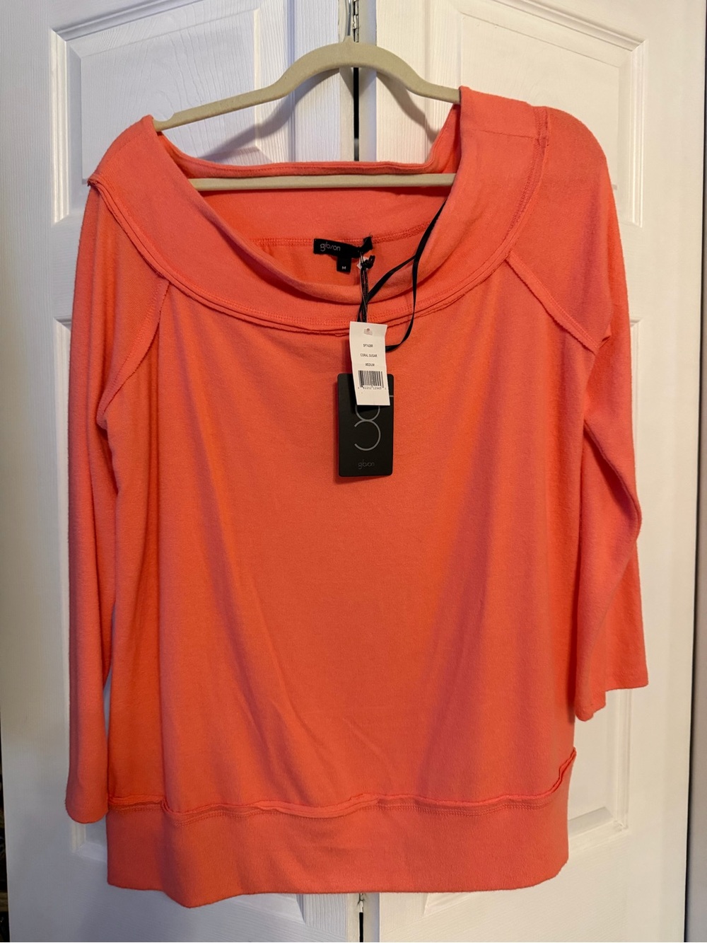 Gibson Women’s Off Shoulder Top, Coral Sugar, Medium, NWT